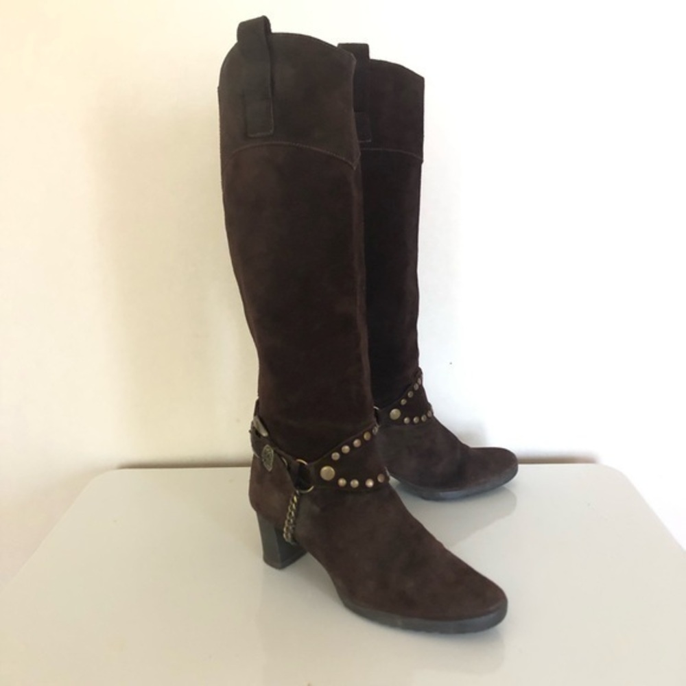 Kenzo Brown Suede Chain High Boots 36